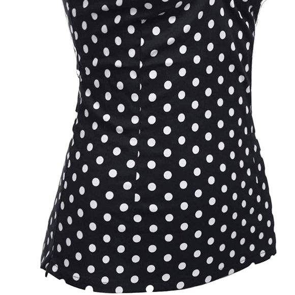 Women's Retro Polka Dot Blouse -Black - Picture 3 of 5
